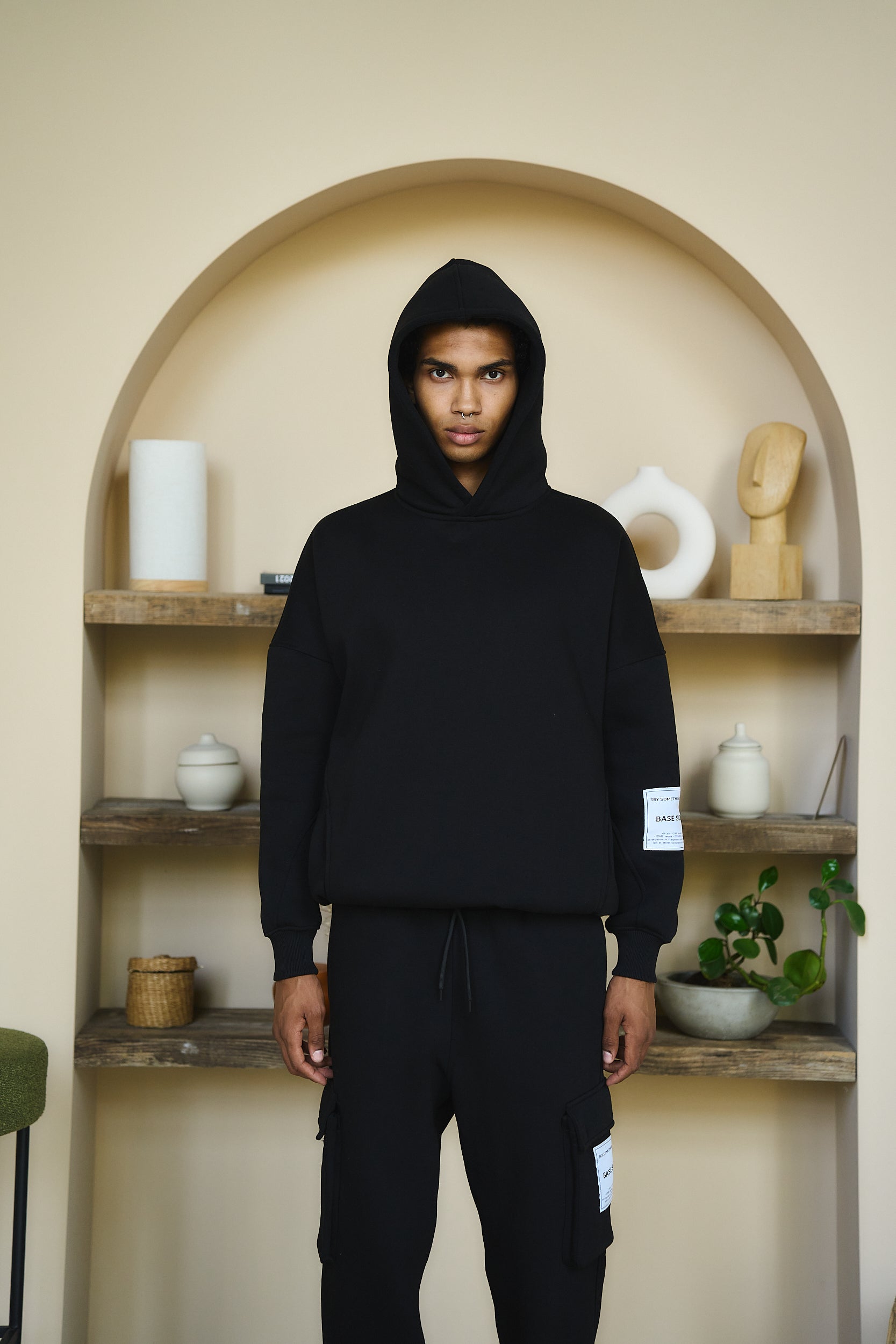 Oversize hoodie black with print