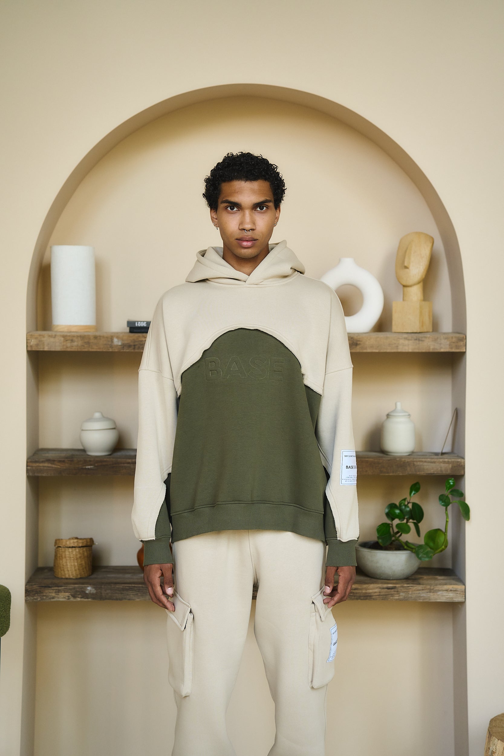 Astronaut oversize hoodie beige-khaki
