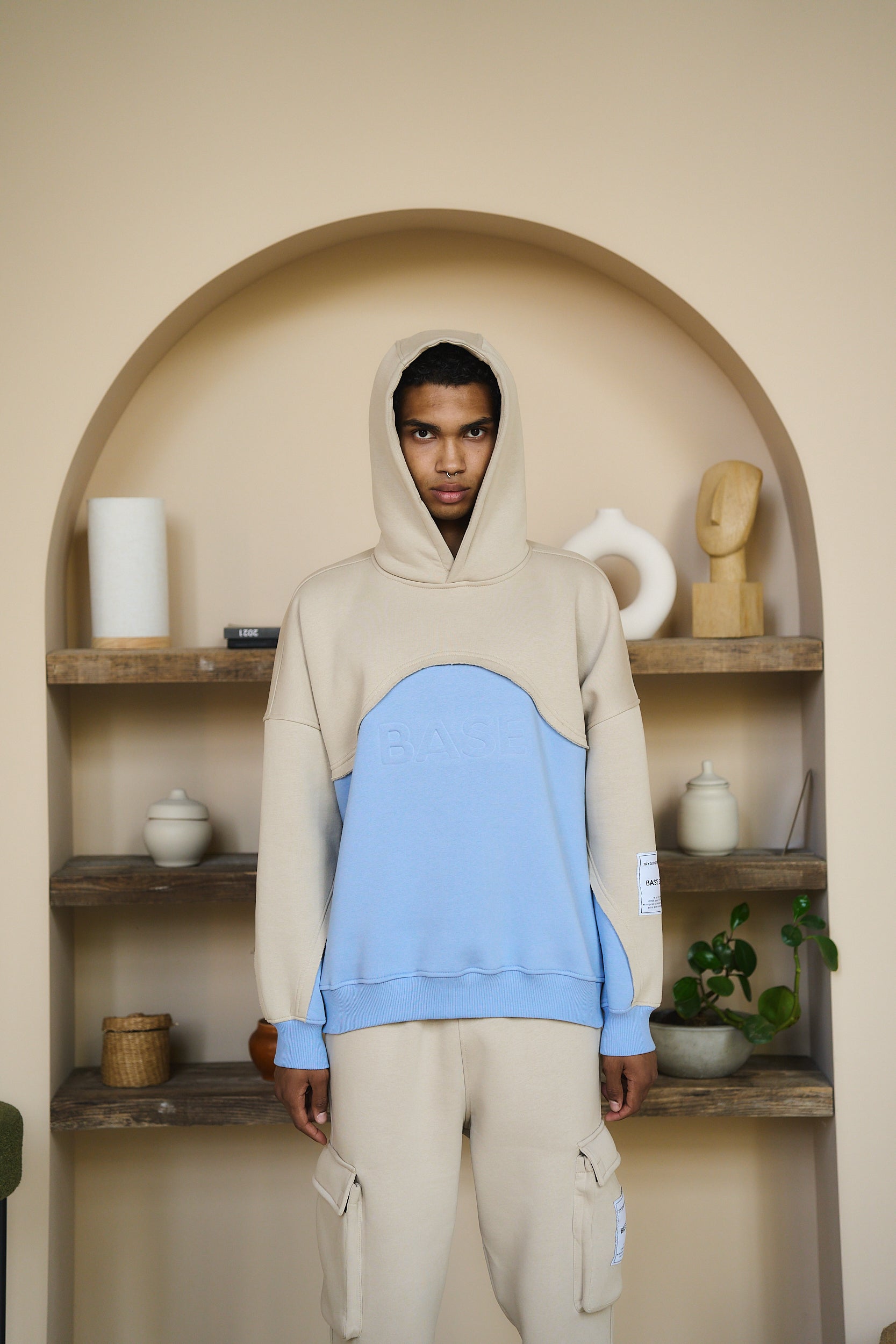 Astronaut oversize hoodie beige-blue