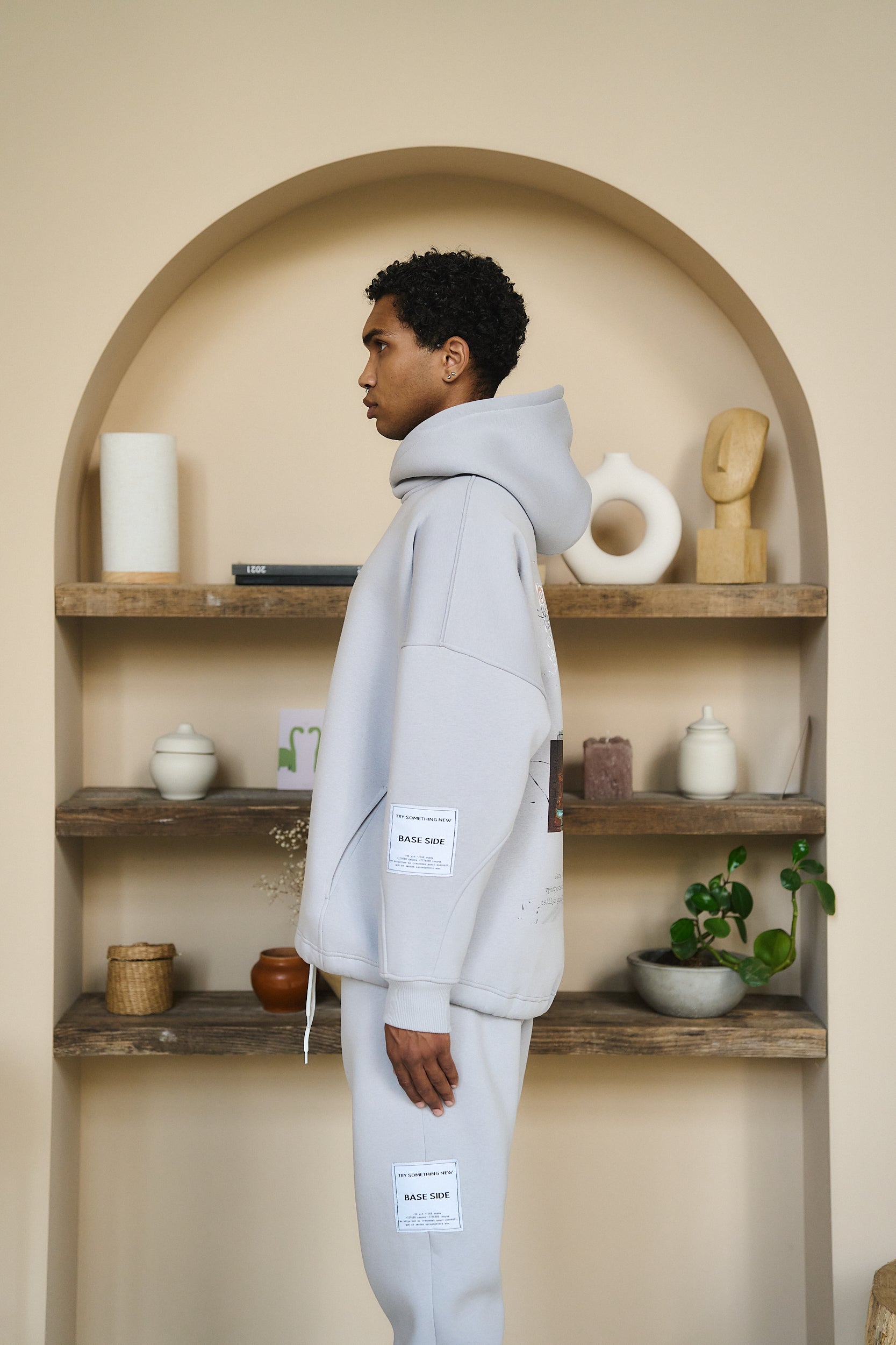 Oversize hoodie grey with print