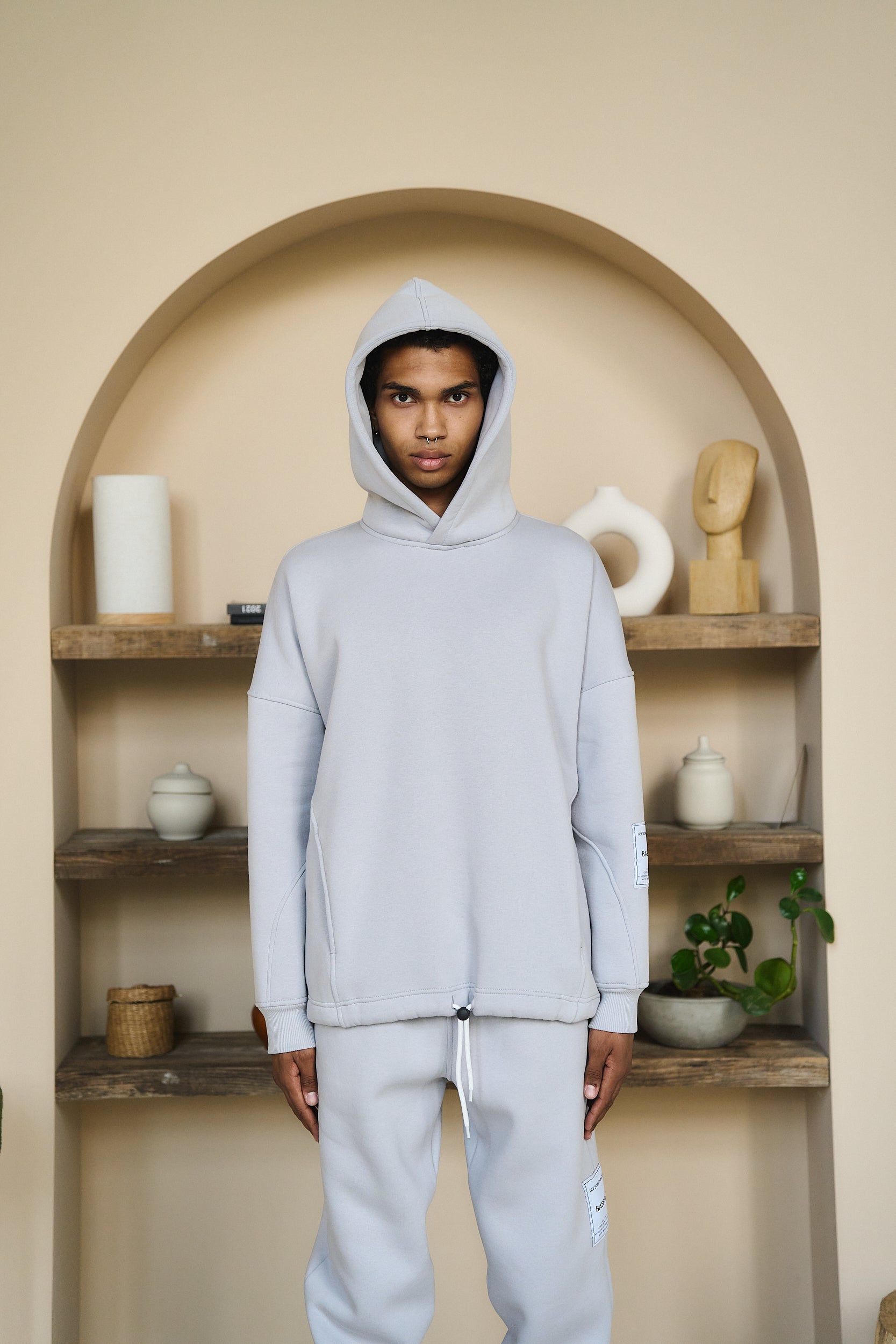 Oversize hoodie grey with print