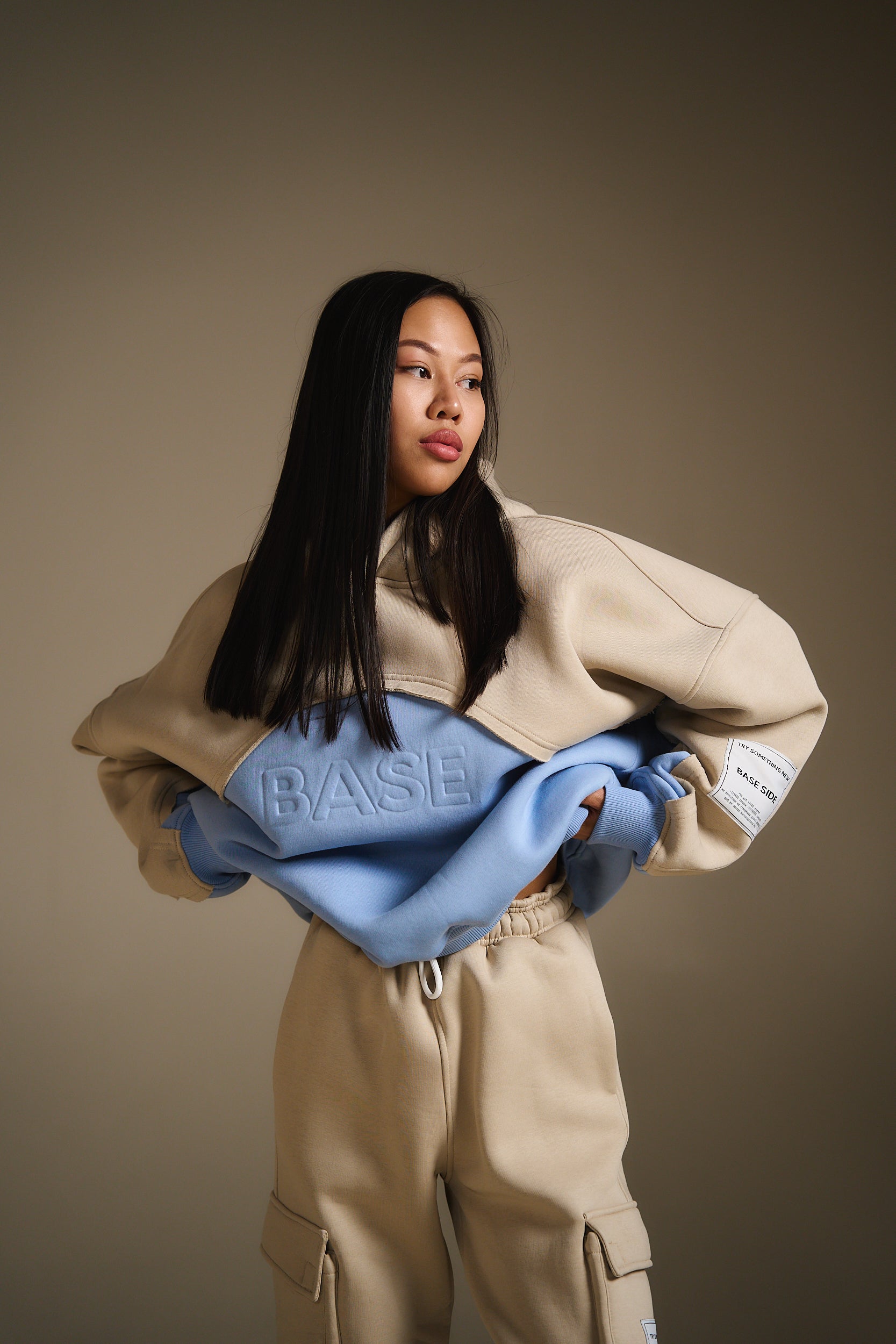 Astronaut oversize hoodie beige-blue
