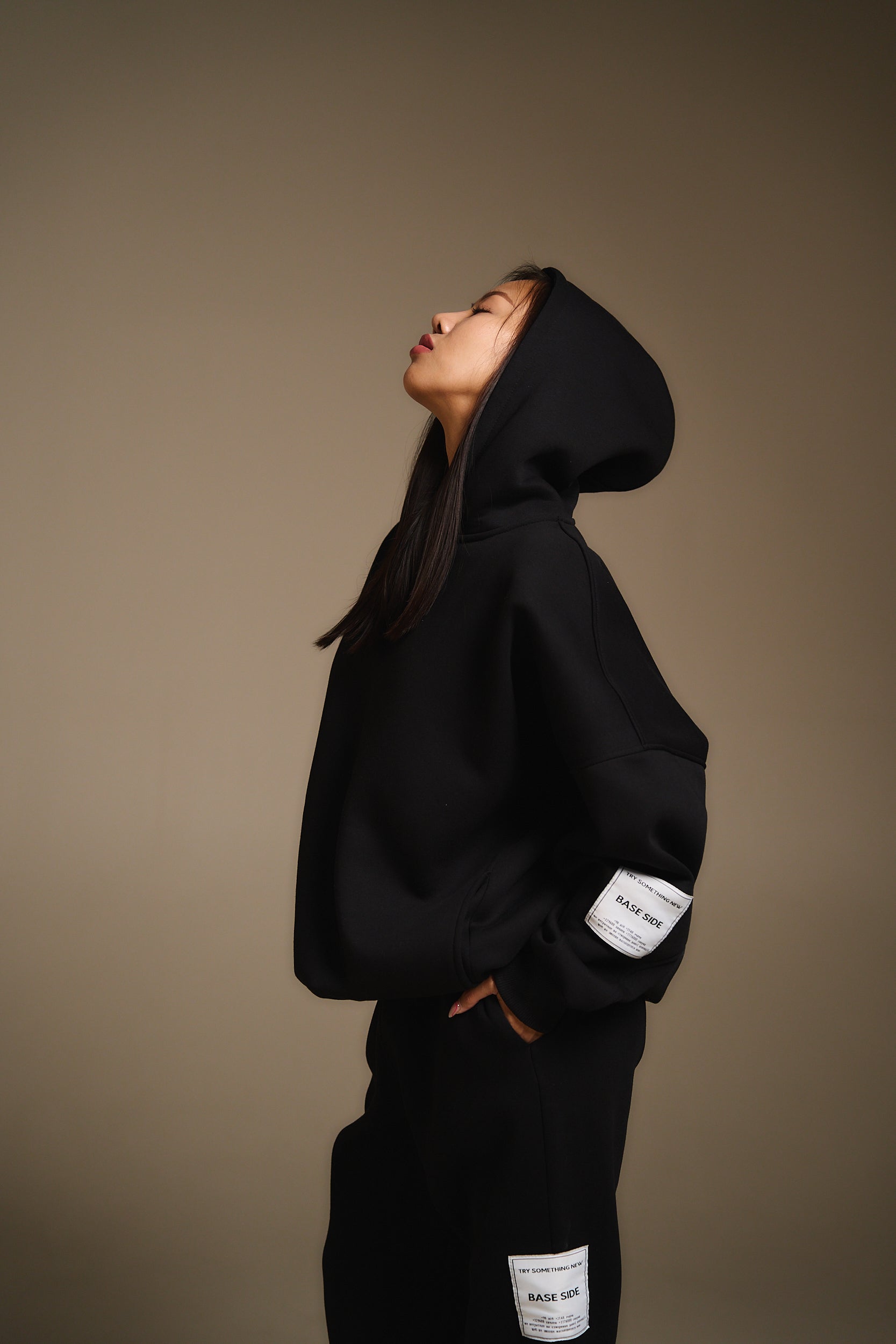 Oversize hoodie black with print